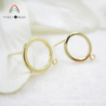 Y0102 Copper Material Earrings with closed ring Gold 10mm round circle stud earrings accessories